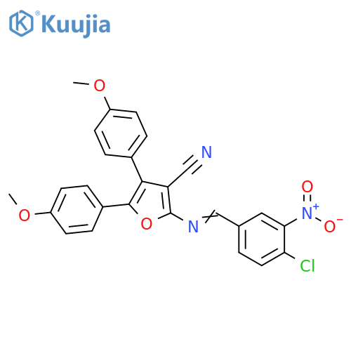 2-(E)-(4-chloro-3-nitrophenyl)methylideneamino-4,5-bis(4-methoxyphenyl)furan-3-carbonitrile structure
