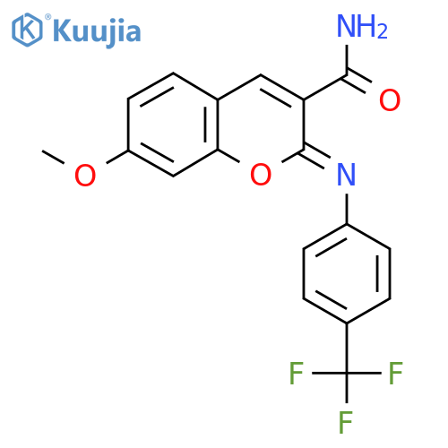 (2Z)-7-methoxy-2-{4-(trifluoromethyl)phenylimino}-2H-chromene-3-carboxamide structure