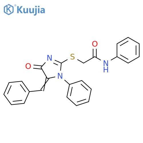 2-{(5E)-4-oxo-1-phenyl-5-(phenylmethylidene)-4,5-dihydro-1H-imidazol-2-ylsulfanyl}-N-phenylacetamide structure