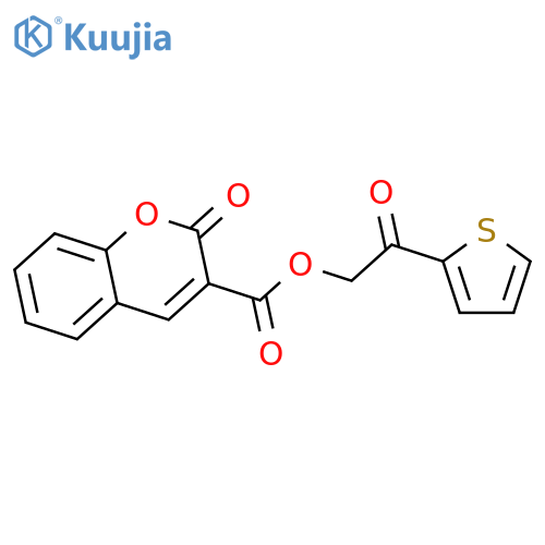 2-oxo-2-(thiophen-2-yl)ethyl 2-oxo-2H-chromene-3-carboxylate structure