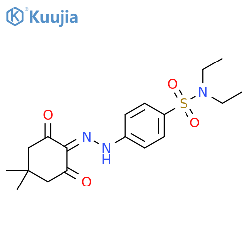 4-2-(4,4-dimethyl-2,6-dioxocyclohexylidene)hydrazin-1-yl-N,N-diethylbenzene-1-sulfonamide structure
