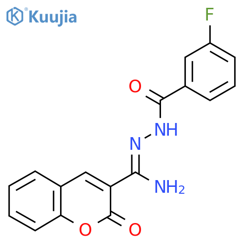 N'-(Z)-amino(2-oxo-2H-chromen-3-yl)methylidene-3-fluorobenzohydrazide structure