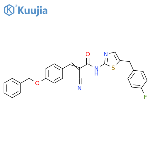 (2Z)-3-[4-(benzyloxy)phenyl]-2-cyano-N-{5-[(4-fluorophenyl)methyl]-1,3-thiazol-2-yl}prop-2-enamide structure