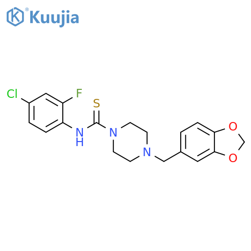 4-(2H-1,3-benzodioxol-5-yl)methyl-N-(4-chloro-2-fluorophenyl)piperazine-1-carbothioamide structure