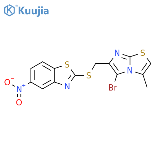 2-({5-bromo-3-methylimidazo2,1-b1,3thiazol-6-yl}methyl)sulfanyl-5-nitro-1,3-benzothiazole structure