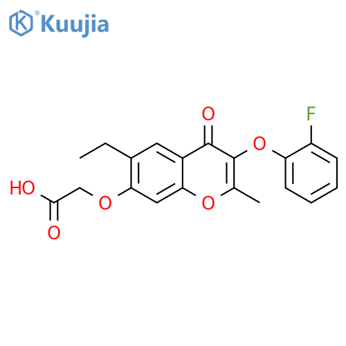 2-{6-ethyl-3-(2-fluorophenoxy)-2-methyl-4-oxo-4H-chromen-7-yloxy}acetic acid structure
