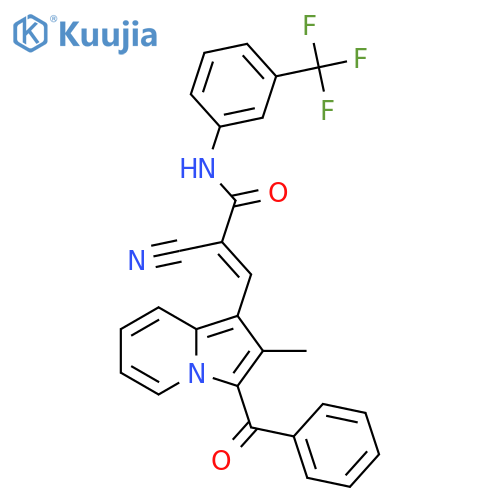 3-(3-benzoyl-2-methylindolizin-1-yl)-2-cyano-N-[3-(trifluoromethyl)phenyl]prop-2-enamide structure