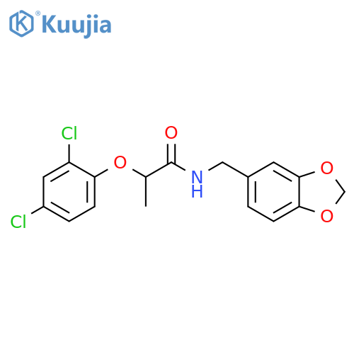 N-(1,3-dioxaindan-5-yl)methyl-2-(2,4-dichlorophenoxy)propanamide structure