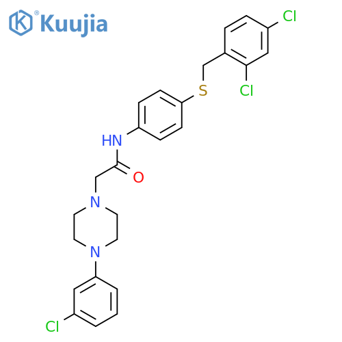 2-[4-(3-Chlorophenyl)piperazin-1-yl]-N-(4-{[(2,4-dichlorophenyl)methyl]sulfanyl}phenyl)acetamide structure