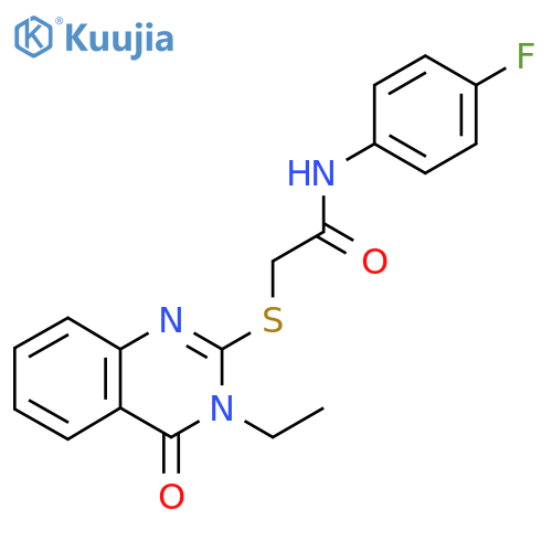 2-[(3-Ethyl-4-oxo-3,4-dihydroquinazolin-2-yl)sulfanyl]-N-(4-fluorophenyl)acetamide structure
