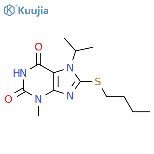 8-(butylsulfanyl)-3-methyl-7-(propan-2-yl)-2,3,6,7-tetrahydro-1H-purine-2,6-dione structure