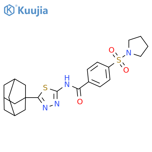 N-5-(adamantan-1-yl)-1,3,4-thiadiazol-2-yl-4-(pyrrolidine-1-sulfonyl)benzamide structure
