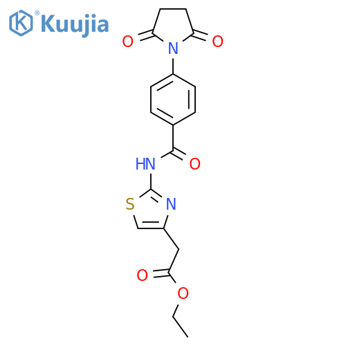 ethyl 2-{2-[4-(2,5-dioxopyrrolidin-1-yl)benzamido]-1,3-thiazol-4-yl}acetate structure