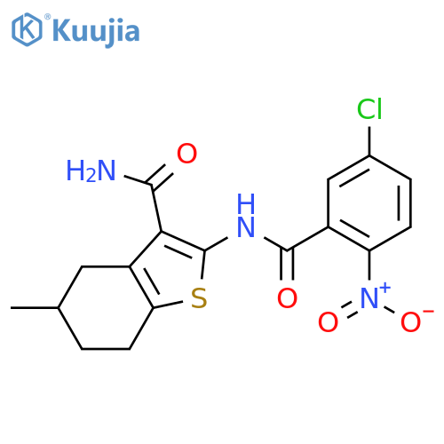 2-(5-chloro-2-nitrobenzamido)-5-methyl-4,5,6,7-tetrahydro-1-benzothiophene-3-carboxamide structure