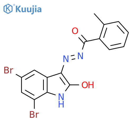 N'-(3Z)-5,7-dibromo-2-oxo-2,3-dihydro-1H-indol-3-ylidene-2-methylbenzohydrazide structure