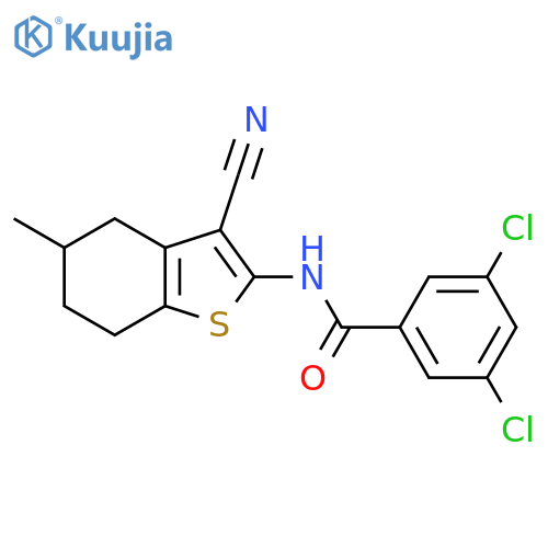 3,5-dichloro-N-(3-cyano-5-methyl-4,5,6,7-tetrahydro-1-benzothiophen-2-yl)benzamide structure