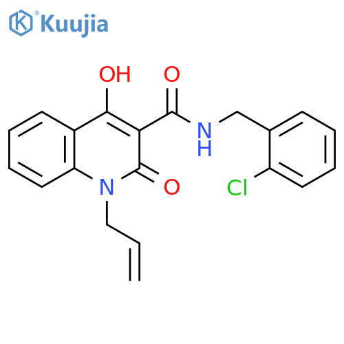 N-(2-chlorophenyl)methyl-4-hydroxy-2-oxo-1-(prop-2-en-1-yl)-1,2-dihydroquinoline-3-carboxamide structure