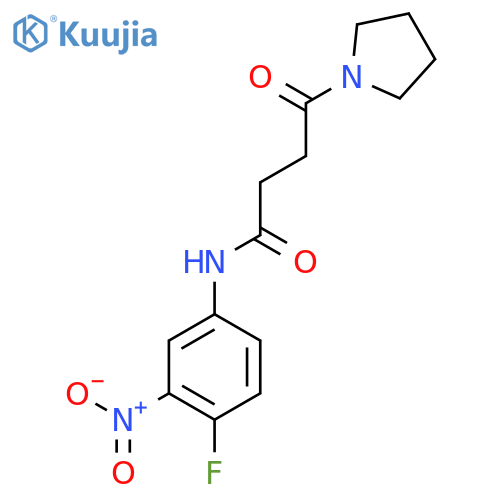 N-(4-fluoro-3-nitrophenyl)-4-oxo-4-(pyrrolidin-1-yl)butanamide structure