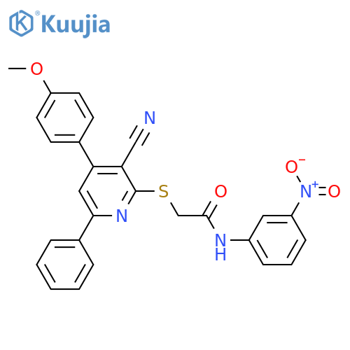 <br>2-[3-Cyano-4-(4-methoxy-phenyl)-6-phenyl-pyridin-2-ylsulfanyl]-N-(3-nitro-p henyl)-acetamide structure