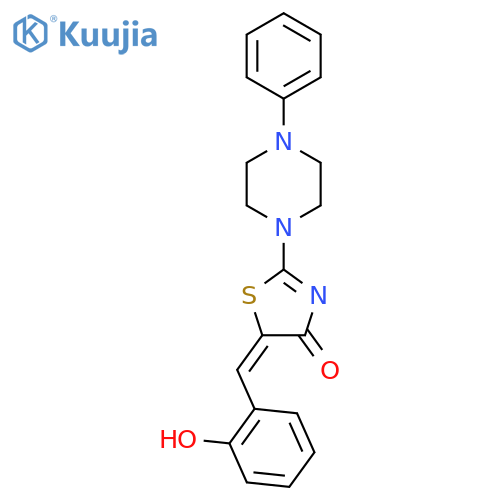 (5E)-5-[(2-hydroxyphenyl)methylidene]-2-(4-phenylpiperazin-1-yl)-4,5-dihydro-1,3-thiazol-4-one structure