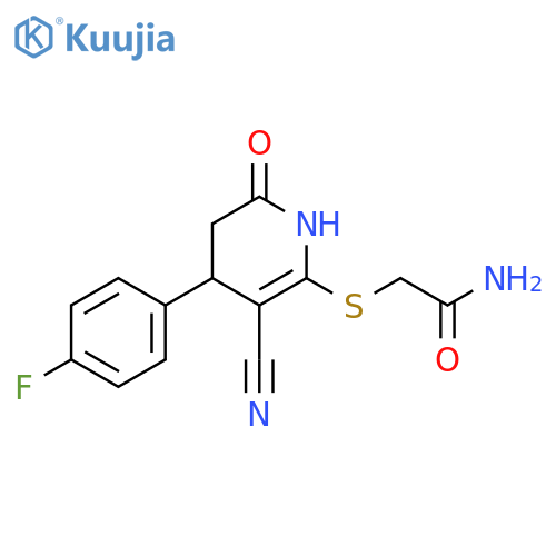2-{3-cyano-4-(4-fluorophenyl)-6-oxo-1,4,5,6-tetrahydropyridin-2-ylsulfanyl}acetamide structure