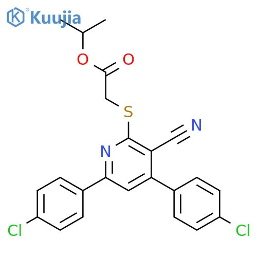 <br>[4,6-Bis-(4-chloro-phenyl)-3-cyano-pyridin-2-ylsulfanyl]-acetic acid isopro pyl ester structure