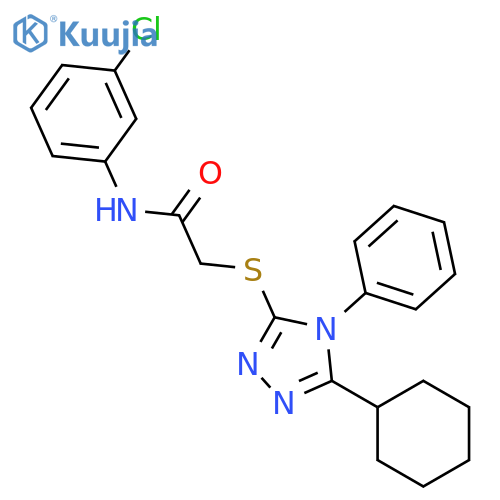 <br>N-(3-Chloro-phenyl)-2-(5-cyclohexyl-4-phenyl-4H-[1,2,4]triazol-3-ylsulfanyl )-acetamide structure