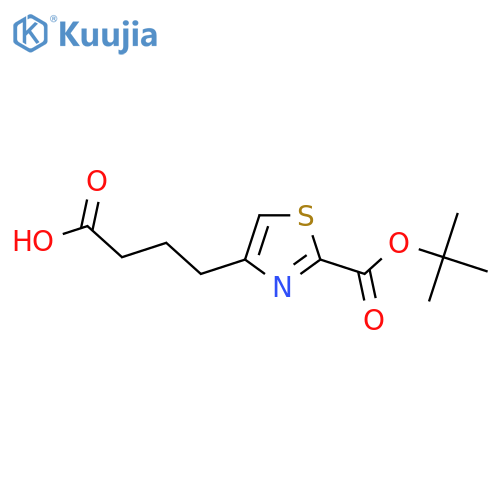4-(2-{(tert-butoxy)carbonylamino}-1,3-thiazol-4-yl)butanoic acid structure