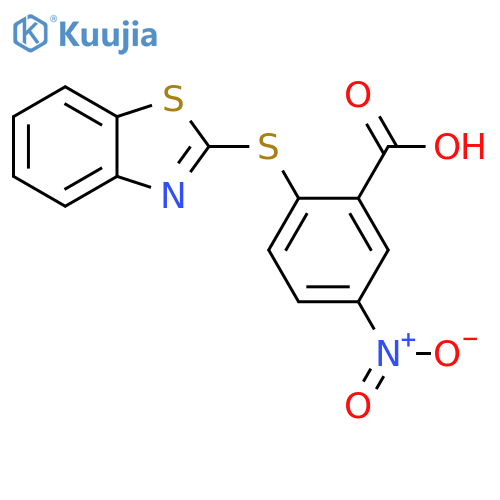 2-(Benzothiazol-2-ylsulfanyl)-5-nitro-benzoic acid structure