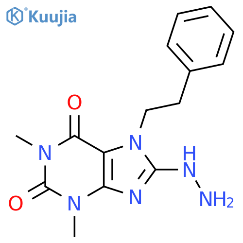 8-hydrazinyl-1,3-dimethyl-7-(2-phenylethyl)-2,3,6,7-tetrahydro-1H-purine-2,6-dione structure
