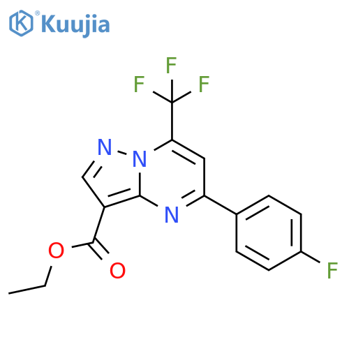 <br>5-(4-Fluoro-phenyl)-7-trifluoromethyl-pyrazolo[1,5-a]pyrimidine-3-carboxyli c acid ethyl ester structure
