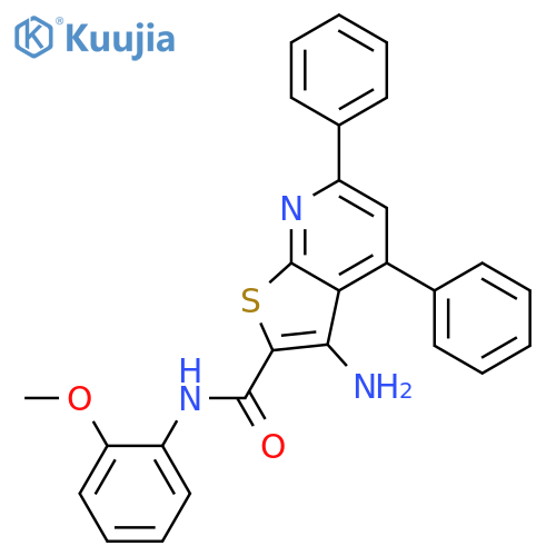 <br>3-Amino-4,6-diphenyl-thieno[2,3-b]pyridine-2-carboxylic acid (2-methoxy-phe nyl)-amide structure