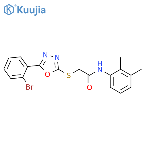 <br>2-[5-(2-Bromo-phenyl)-[1,3,4]oxadiazol-2-ylsulfanyl]-N-(2,3-dimethyl-phenyl )-acetamide structure