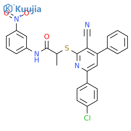 <br>2-[6-(4-Chloro-phenyl)-3-cyano-4-phenyl-pyridin-2-ylsulfanyl]-N-(3-nitro-ph enyl)-propionamide structure