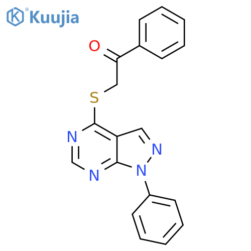 1-phenyl-2-({1-phenyl-1H-pyrazolo3,4-dpyrimidin-4-yl}sulfanyl)ethan-1-one structure