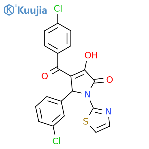 4-(4-chlorobenzoyl)-5-(3-chlorophenyl)-3-hydroxy-1-(1,3-thiazol-2-yl)-2,5-dihydro-1H-pyrrol-2-one structure