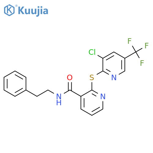 2-{[3-Chloro-5-(trifluoromethyl)-2-pyridinyl]sulfanyl}-N-phenethylnicotinamide structure