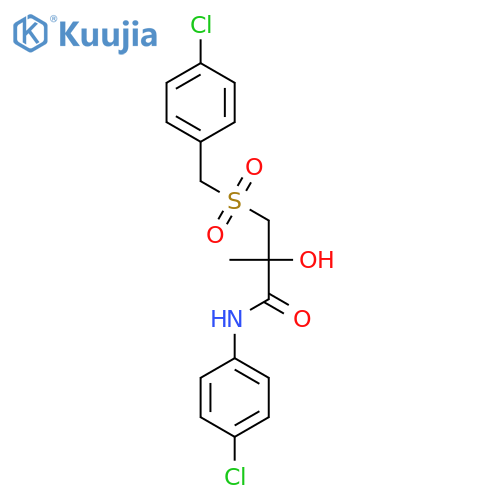 3-[(4-chlorobenzyl)sulfonyl]-N-(4-chlorophenyl)-2-hydroxy-2-methylpropanamide structure