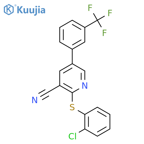 2-[(2-Chlorophenyl)sulfanyl]-5-[3-(trifluoromethyl)phenyl]nicotinonitrile structure