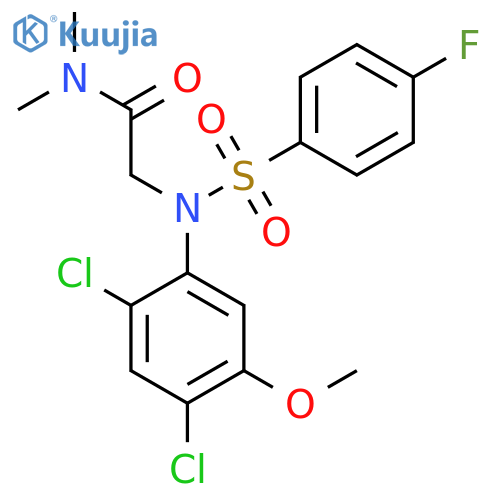 2-{2,4-dichloro[(4-fluorophenyl)sulfonyl]-5-methoxyanilino}-N,N-dimethylacetamide structure
