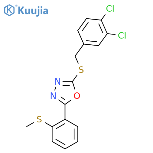 2-[(3,4-Dichlorobenzyl)sulfanyl]-5-[2-(methylsulfanyl)phenyl]-1,3,4-oxadiazole structure