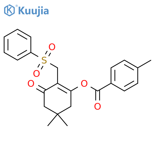 2-[(Benzenesulfonyl)methyl]-5,5-dimethyl-3-oxocyclohex-1-en-1-yl 4-methylbenzoate structure
