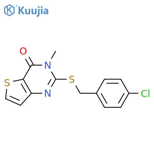 2-{(4-chlorophenyl)methylsulfanyl}-3-methyl-3H,4H-thieno3,2-dpyrimidin-4-one structure