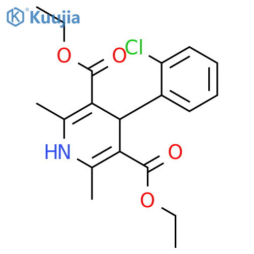 3,5-diethyl 4-(2-chlorophenyl)-2,6-dimethyl-1,4-dihydropyridine-3,5-dicarboxylate structure