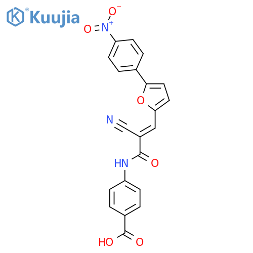 4-{2-Cyano-3-[5-(4-nitrophenyl)furan-2-yl]prop-2-enamido}benzoic acid structure