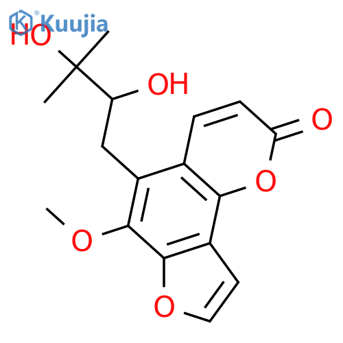 6-Methoxy-5-(3-methyl-2-butenyl)-2H-furo[2,3-h][1]benzopyran-2-one; 2',3'-Dihydro, 2',3'-dihydroxy structure