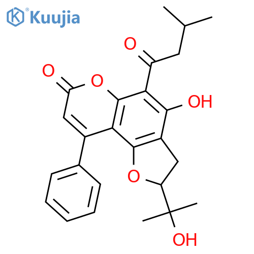 2,3-Dihydro-4-hydroxy-2-(1-hydroxy-1-methylethyl)-5-(3-methyl-1-oxobutyl)-9-phenyl-7H-furo[2,3-f][1]benzopyran-7-one structure