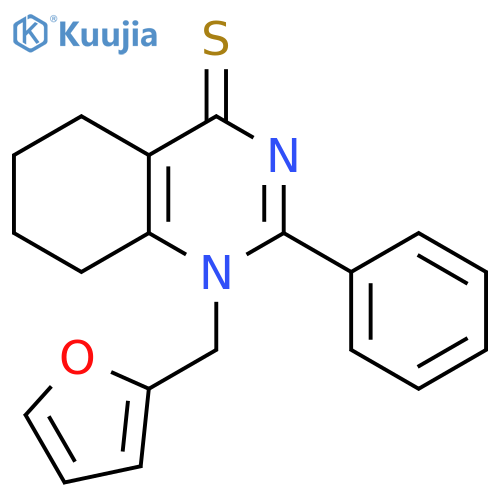 1-(furan-2-ylmethyl)-2-phenyl-5,6,7,8-tetrahydroquinazoline-4(1H)-thione structure