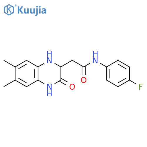 2-(6,7-Dimethyl-3-oxo-1,2,3,4-tetrahydroquinoxalin-2-yl)-N-(4-fluorophenyl)acetamide structure