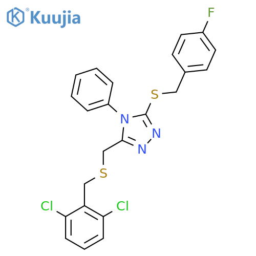 3-{[(2,6-dichlorobenzyl)sulfanyl]methyl}-5-[(4-fluorobenzyl)sulfanyl]-4-phenyl-4H-1,2,4-triazole structure